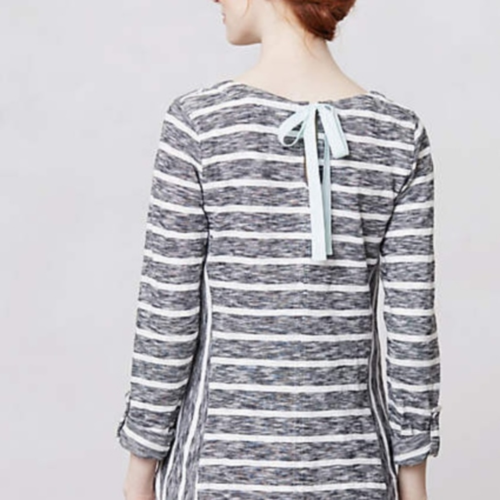 Anthro Postmark Keyhole Tie-back Striped Top Small
